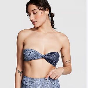 NWT Victorias Secret PINK blue paisley bandana print swim bikini top bandeau